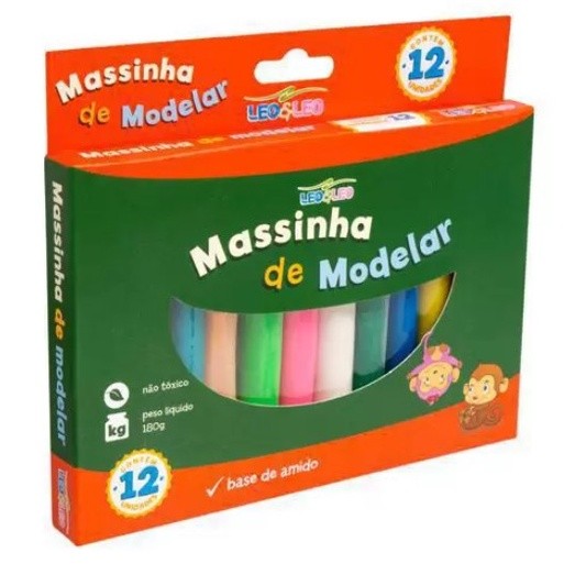 Massinha de modelar 12 cores Massa Material Escolar volta as aulas