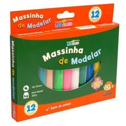 Massinha de modelar 12 cores Massa Material Escolar volta as aulas