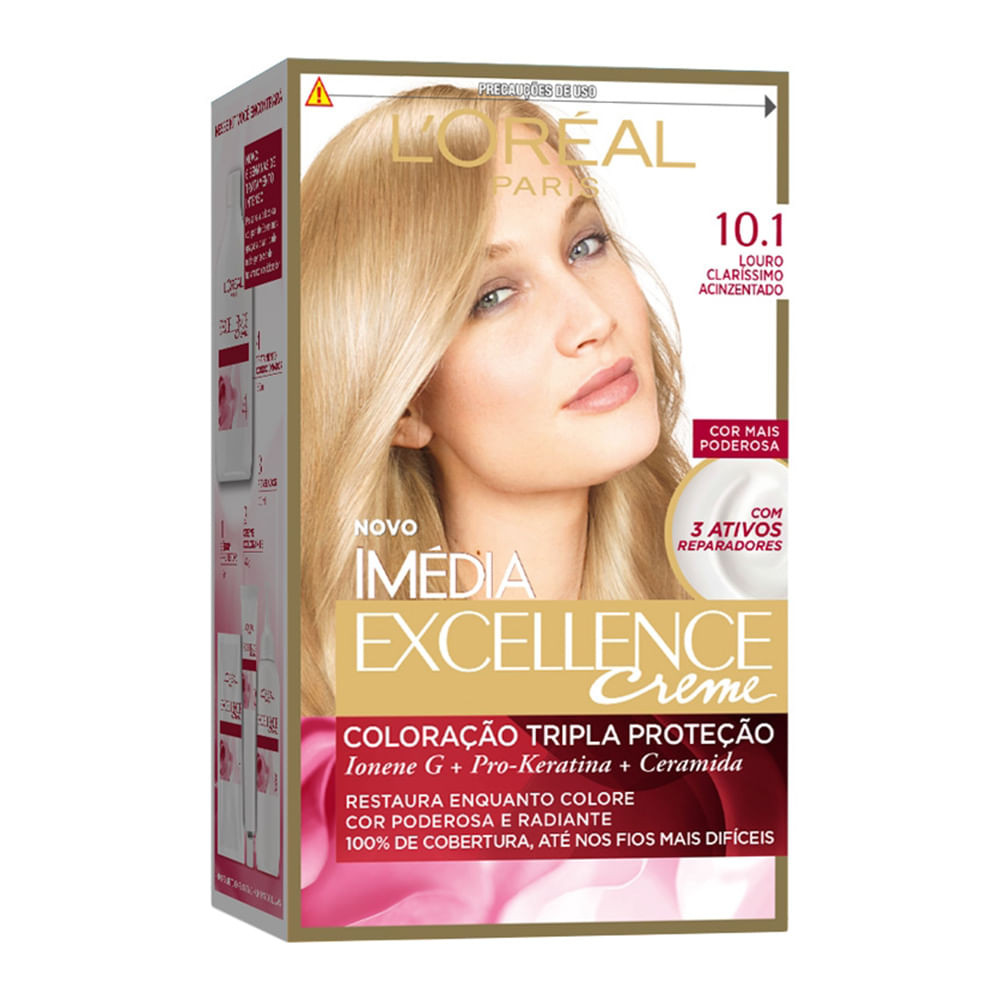 Tintura Creme Imédia Excellence L'oréal Louro Claríssimo Acinzentado 10.1 Kit - Beauty