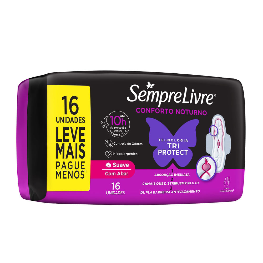 Absorvente Externo Sempre Livre Conforto Noturno Suave 16 Unidades - Health