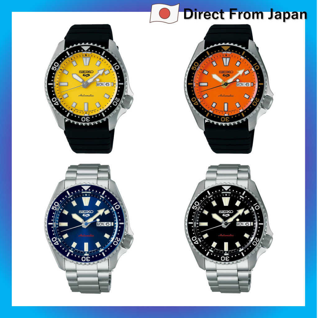 Relógio Automático Masculino Seiko Watch Five Sports SKX Series "SKX399" SBSA307, Preto Mostrador: Amarelo / Pulseira: P