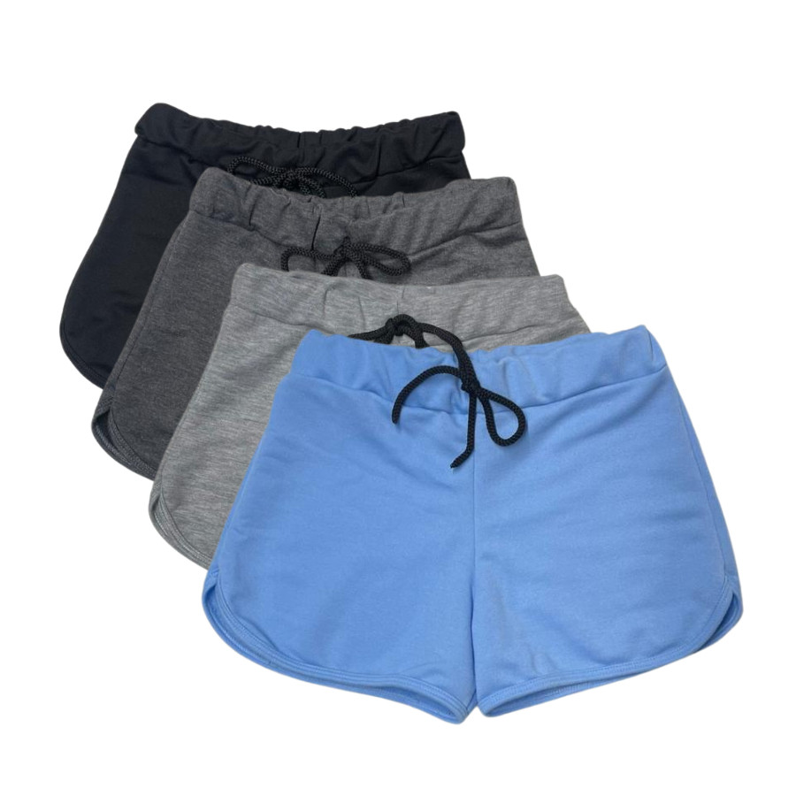 Kit 4 Shortinho Moletinho Infantil Verão Cores Variadas