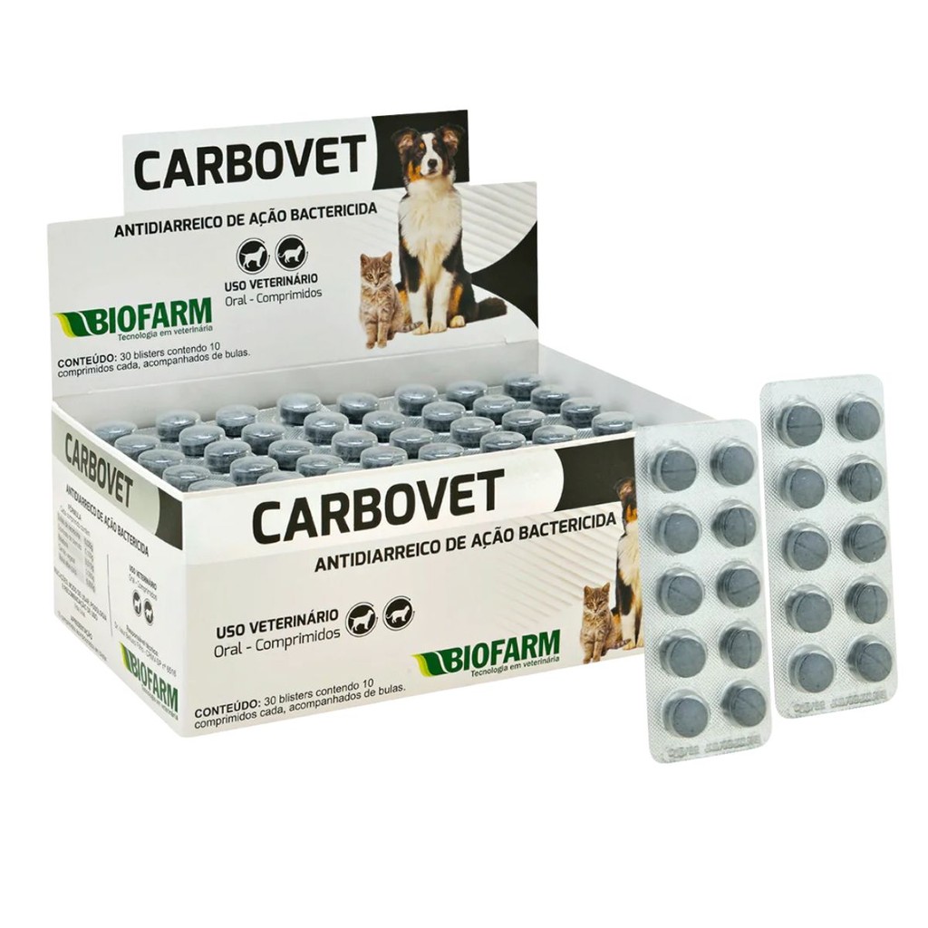 Kit 2x Carbovet Biofarm – 20 Comprimidos Para Cães e Gatos CARTELA AVULSA + BULA = SEM A CAIXA! em Oferta na Shopee