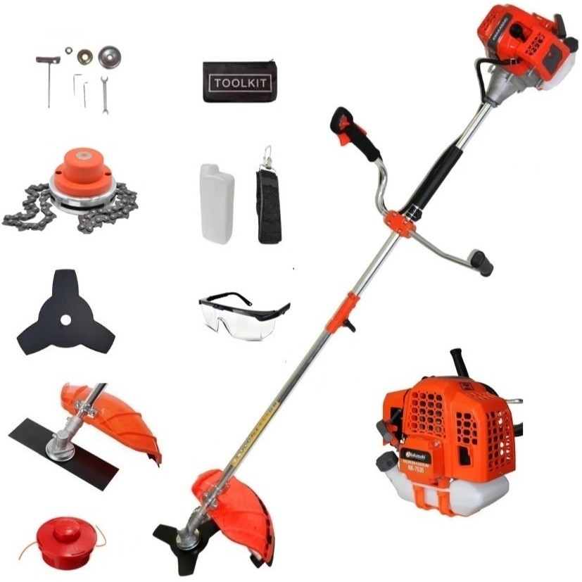 Roçadeira 75cc Profissional 3.5hp a Gasolina Nakasaki Com Lamina Facão e Disco Trimmer Qualidade