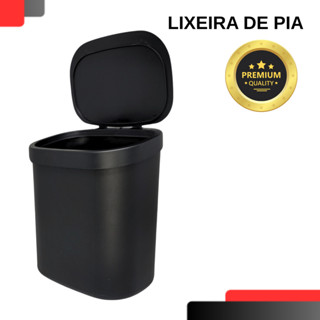 Lixeira de Pia 3,5L Cozinha Com Tampa em 90 graus Preta em Oferta na Shopee