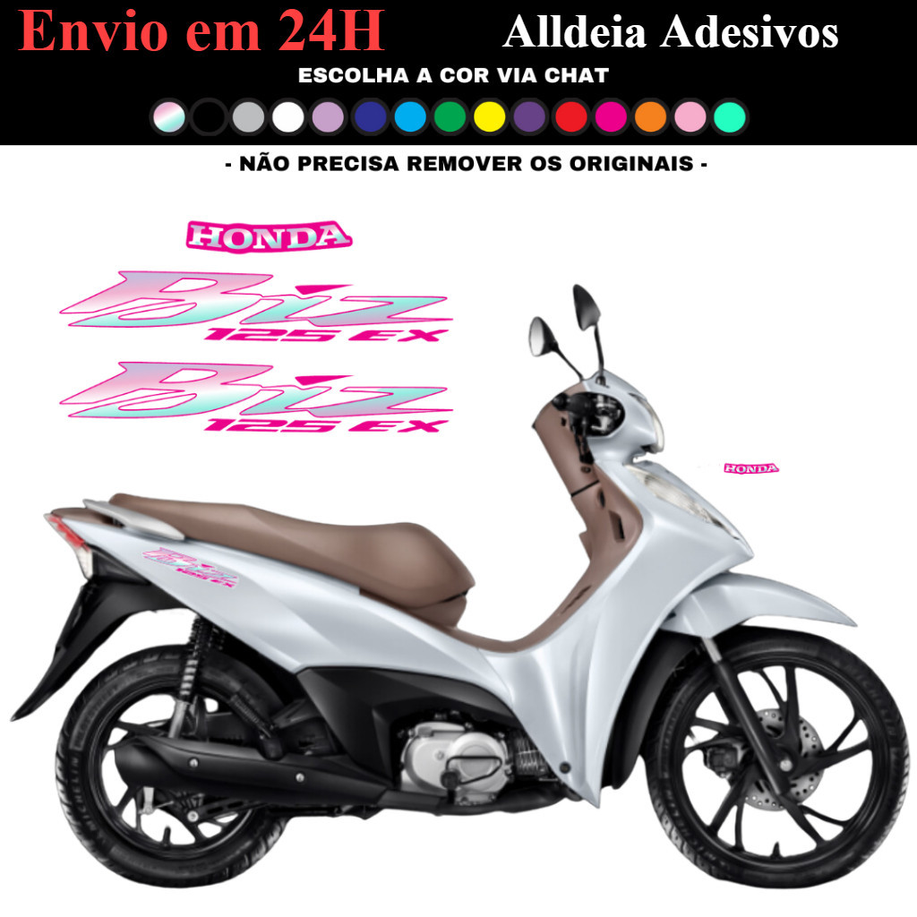 KIT ADESIVOS BIZ 125 2025 25 NOVA LAMINADO PERSONALIZADO HOLOGRAFICO CAMALEAO ROSA ROXO LILAZ VERMELHO AZUL BEBE em Oferta na Shopee
