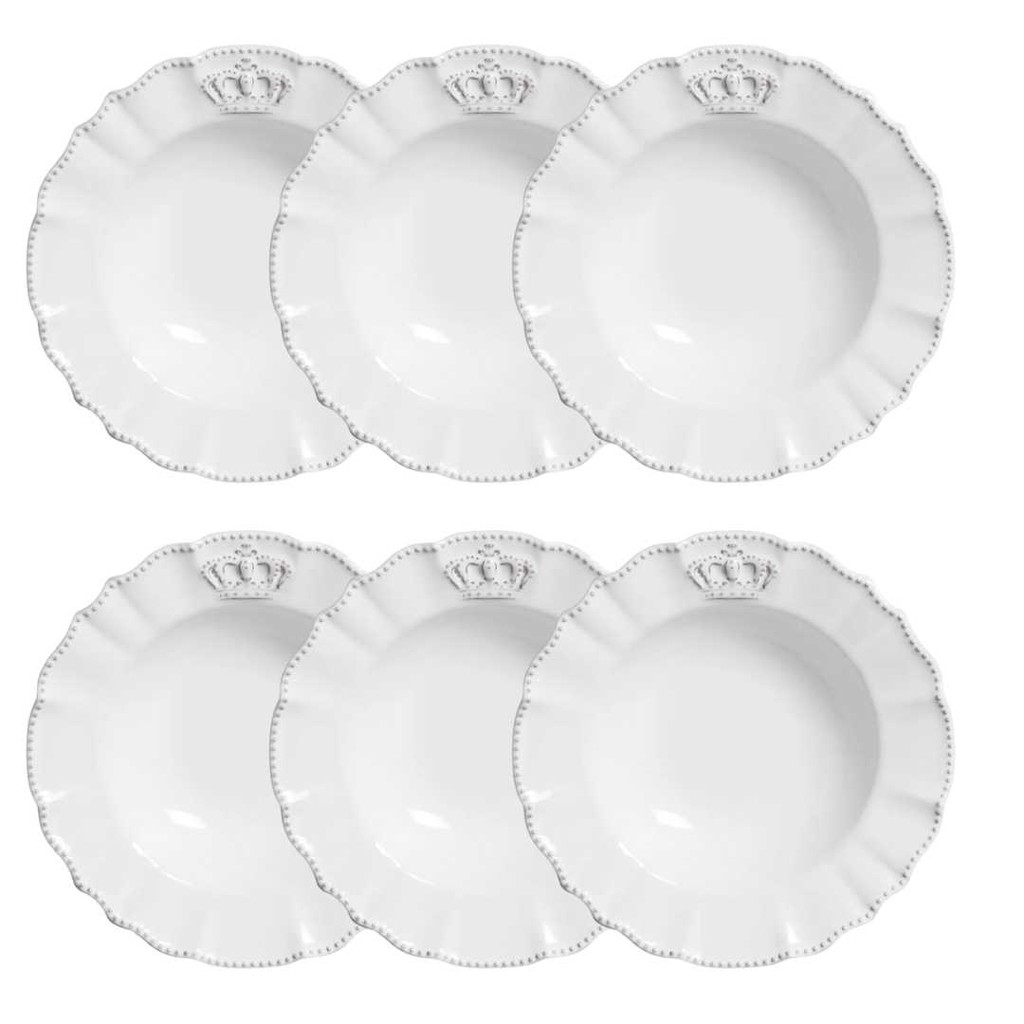 Prato Fundo Windsor Branco Coroa Porto Brasil Jogo 6 Unidades em Oferta na Shopee