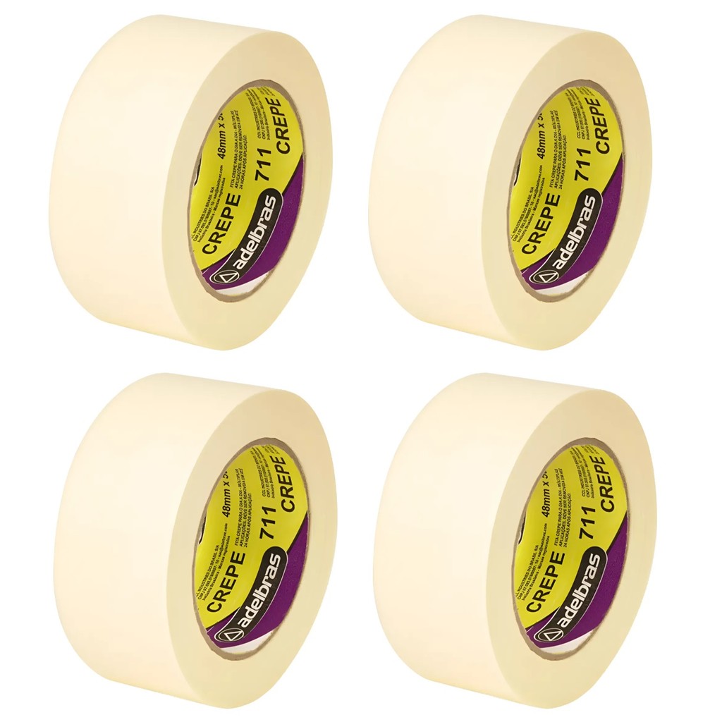 FITA CREPE 48mm x 40m ADELBRAS 711 KIT C/4 ROLOS em Oferta na Shopee