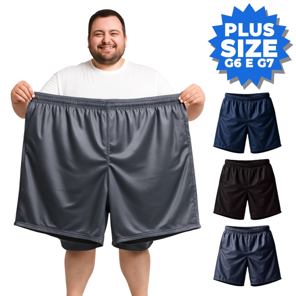 Bermuda Masculina Plus Size Dry Fit Refletiva Academia G6 e G7