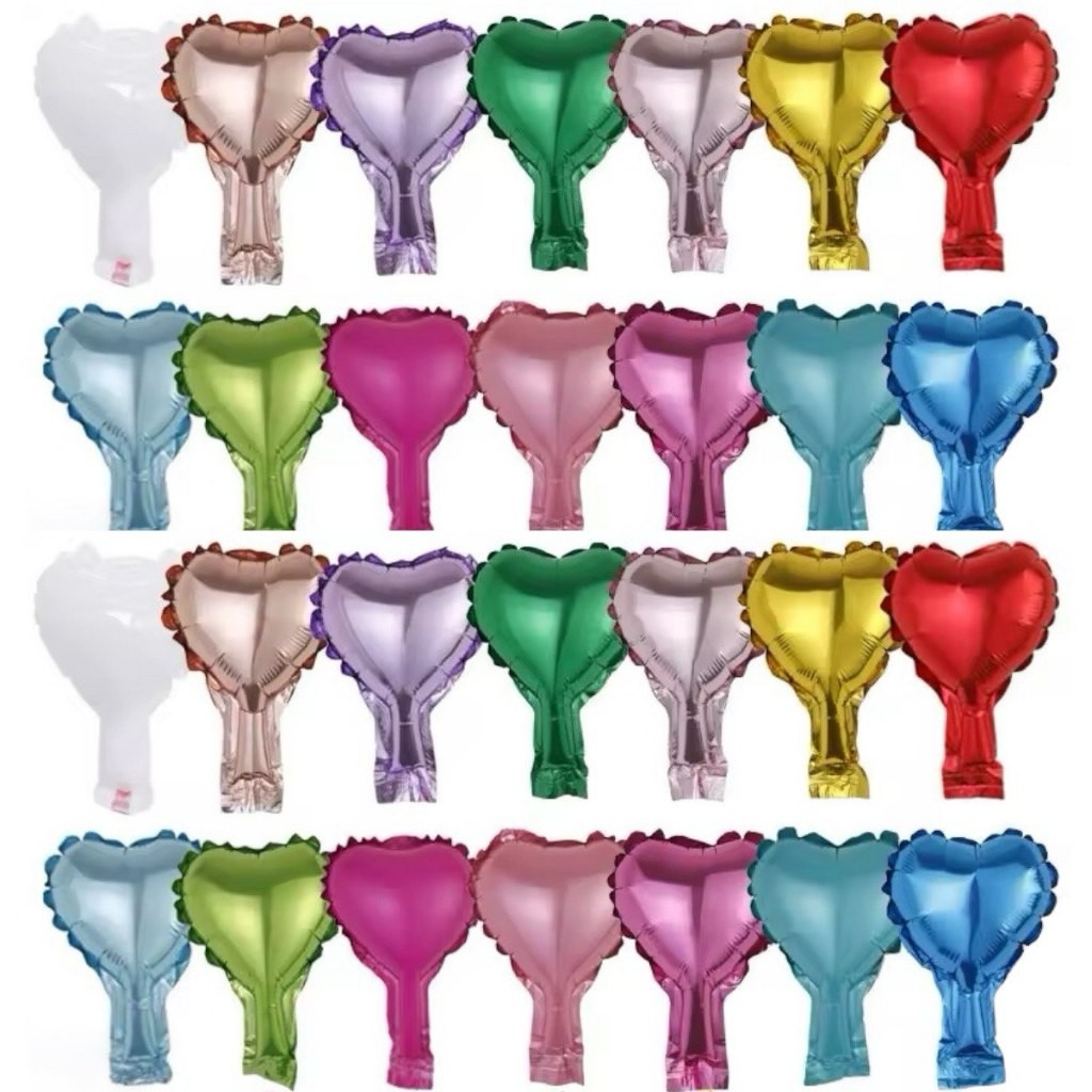 50 Balão Metalizado Mini Coração 12cm 5 polegadas festas decoração enfeite mãe dia dos namorados em Oferta na Shopee