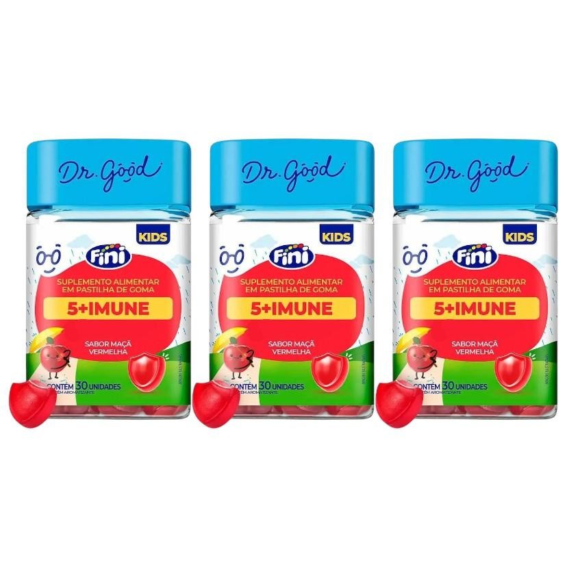 Kit Dr. Good 5+ Imune Kids Sabor Maçã Vermelha Com 3 Potes De 30 gomas Cada