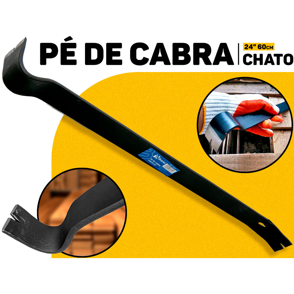 Pé De Cabra 60cm 24 Pol Ponta Chata E Curvada Aço Carbono Profissional Remove Pregos Abre Objetos Bramix em Oferta na Shopee