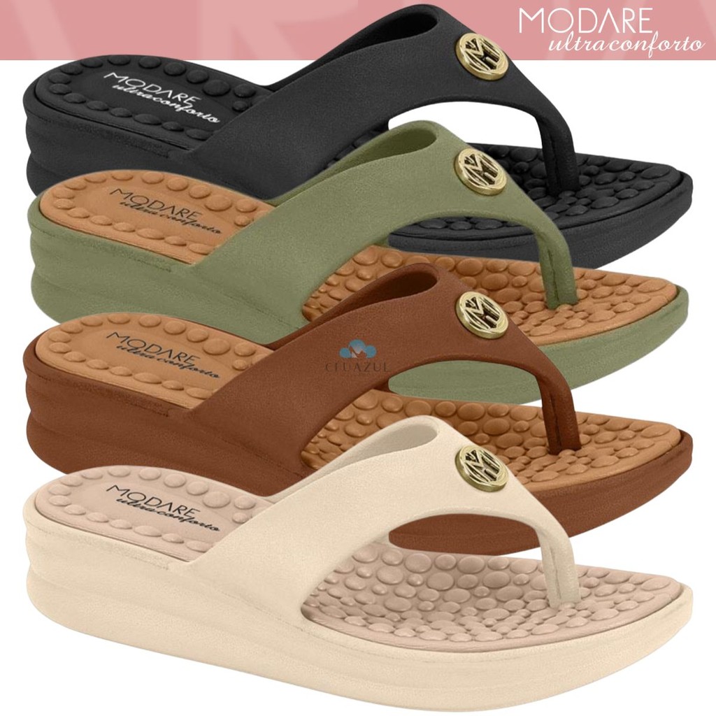Chinelo Dedo Modare Ultraconforto Feminino Salto Baixo Anatômico Massageador em Oferta na Shopee