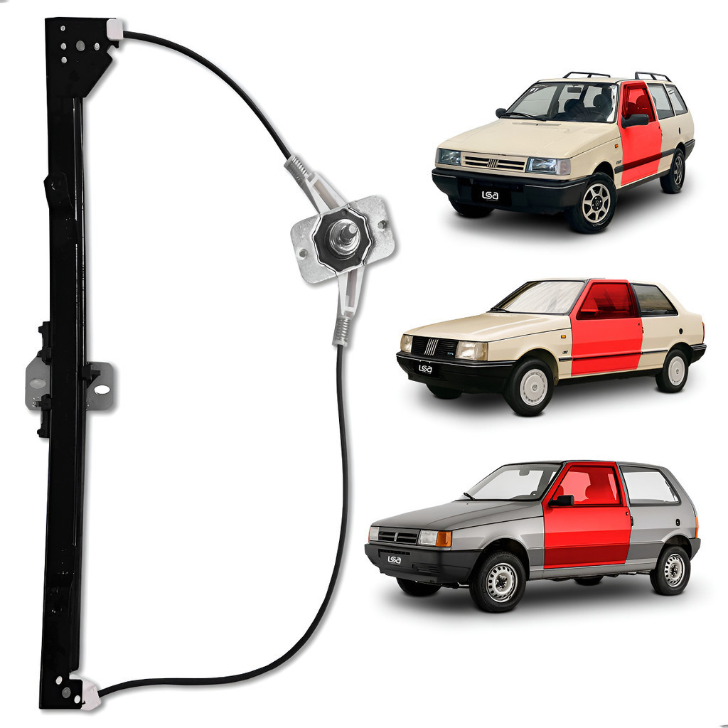 Elevador de Vidro Manual Fiat Uno Economy Prêmio Elba Motorista Esquerdo Modelos 1984 a 2013 2 Portas Fácil Instalação em Oferta na Shopee