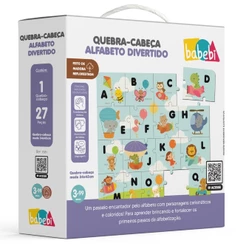 QUEBRA CABEÇA ALFABETO DIVERTIDO MADEIRA BABEBI LETRAS LÓGICO JOGO EDUCATIVO ANIMAIS PEÇAS ABC MDF