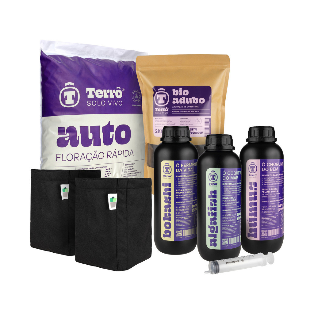 KIT GROWER - AUTO, ADUBO, BIOFERTS, 2 VASOS DE 7 LITROS