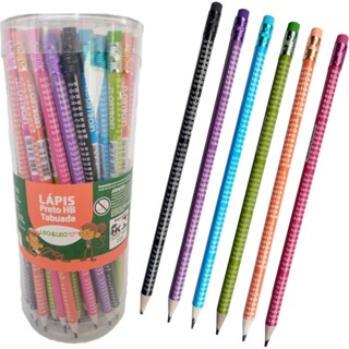 Kit Lápis de Escrever Preto HB Tabuada Decorado com Borracha LeoeLeo Material Escolar Escritório em Oferta na Shopee