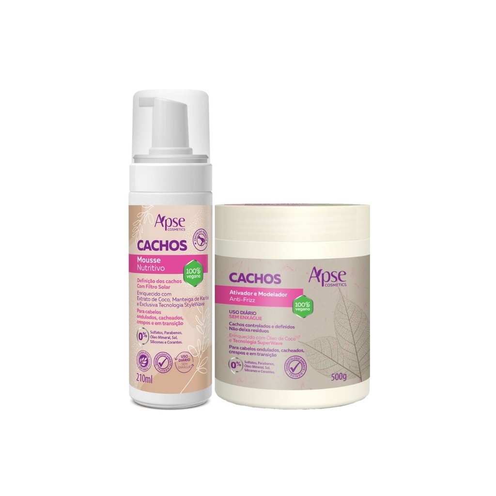 KIT Cachos SOS Mousse 210ml E Ativador 500ml Apse Cosmetics