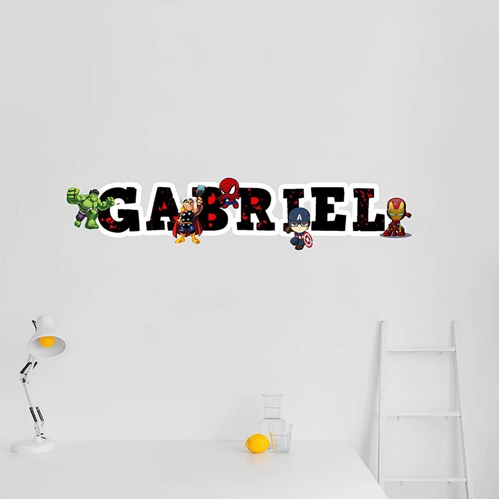 Adesivo para Parede Nome Personalizado - Tema Vingadores Baby em Oferta na Shopee