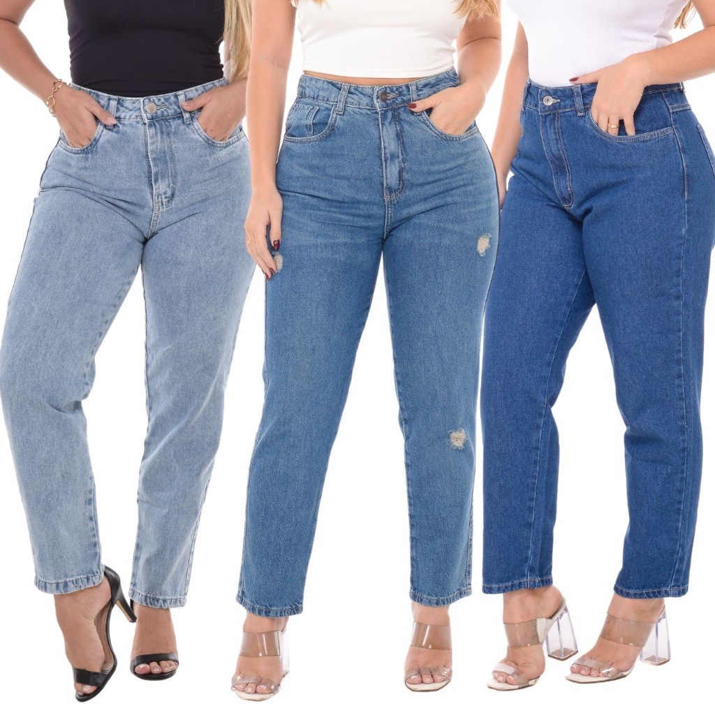 Calça Mom Jeans Feminina Cintura Alta