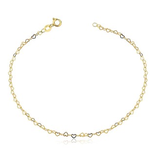 Pulseira Feminina de Ouro 18k Elos Coração 2.7mm em Oferta na Shopee