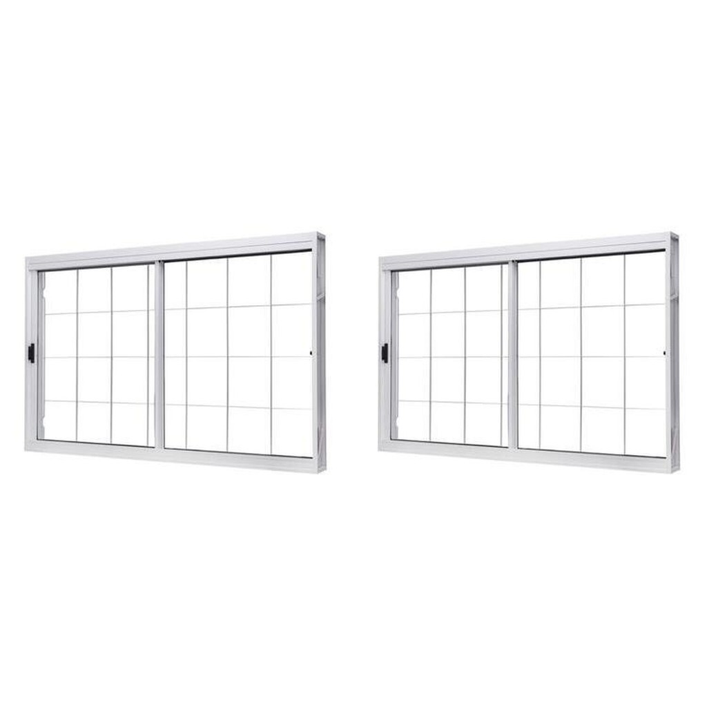 Kit com 2 Janelas de Aço de Correr Lateral 100x120cm 2 Folhas com Grade Quadruculada Vidro Liso em Oferta na Shopee