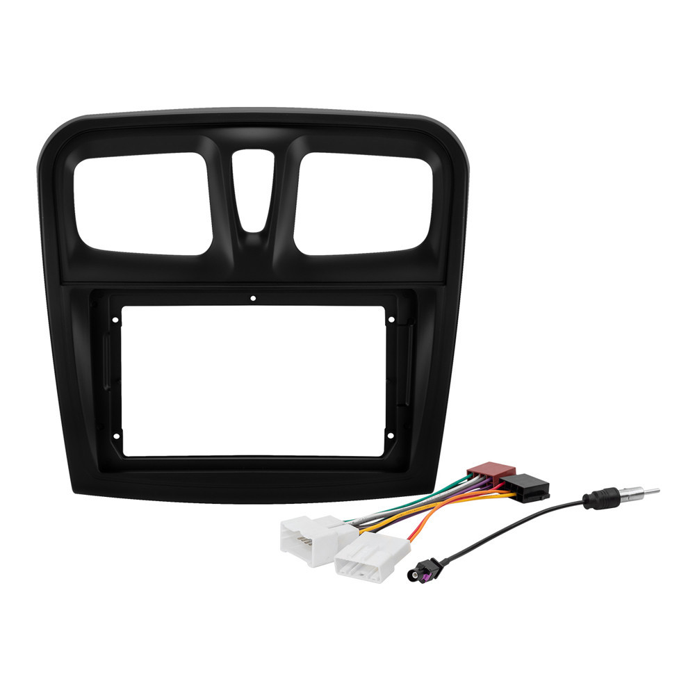 Kit Moldura Painel 9 Pol Sandero Logan 2015 2016 2017 2018 2 Din Preto Chicote Som Plug Antena em Oferta na Shopee