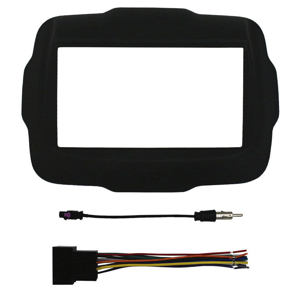 Kit Moldura Painel 7 Pol Jeep Renegade 2015 2016 2017 2018 2019 2020 2 Din Preto Chicote Som Plug Antena em Oferta na Shopee
