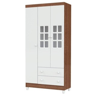 Guarda Roupa Infantil 3 Portas Mariah Branco Acetinado Amadeirado - Carolina em Oferta na Shopee