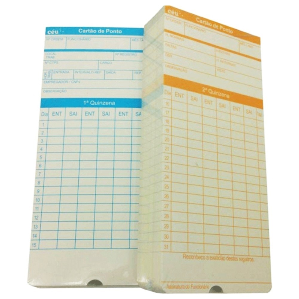 Cartão De Ponto Ceu C902 100 Un 2 Cores