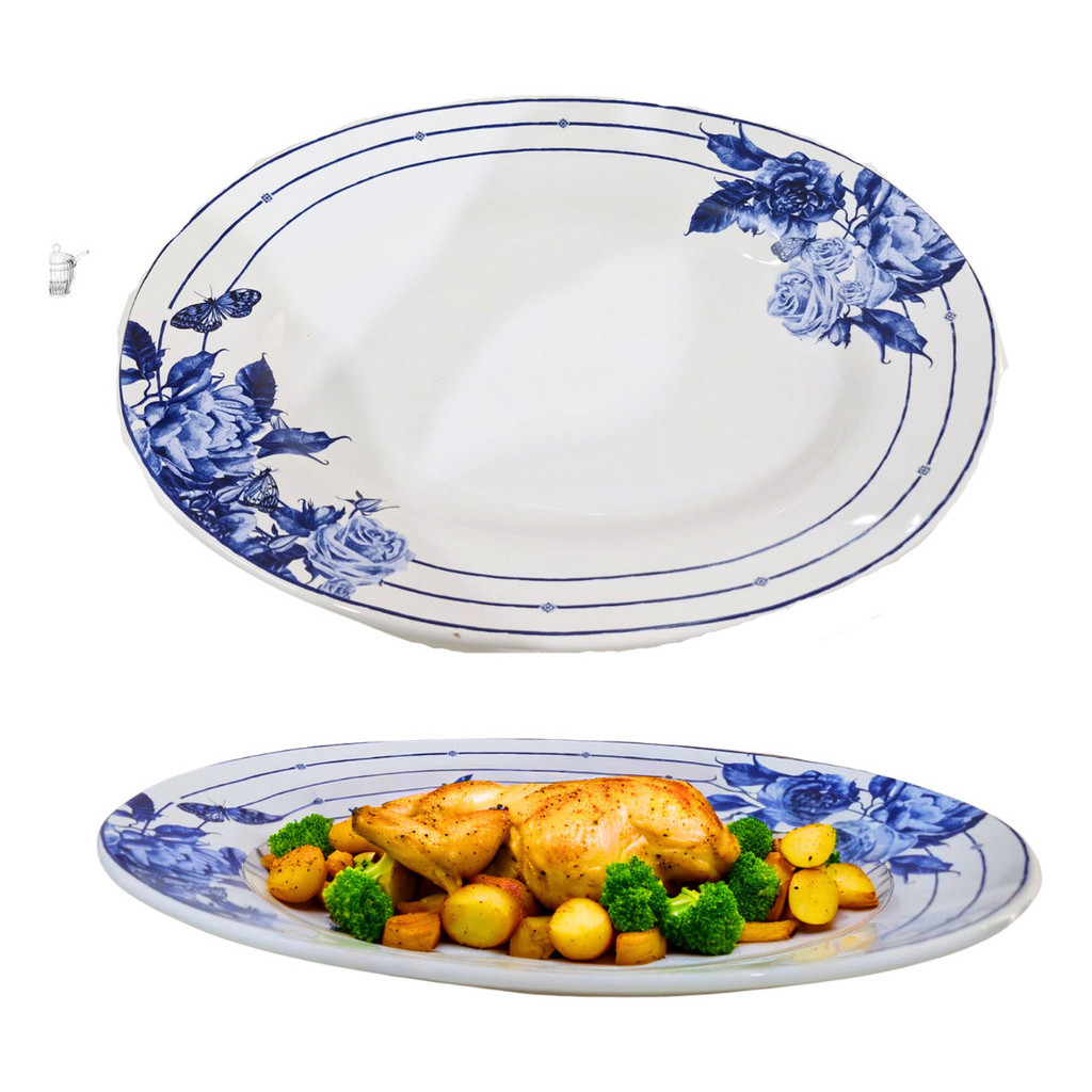 Travessa Bandeja Tigela Grande Serviço Mesa Cerâmica Decorada Jantar Mesa Posta Travessa Ceramica