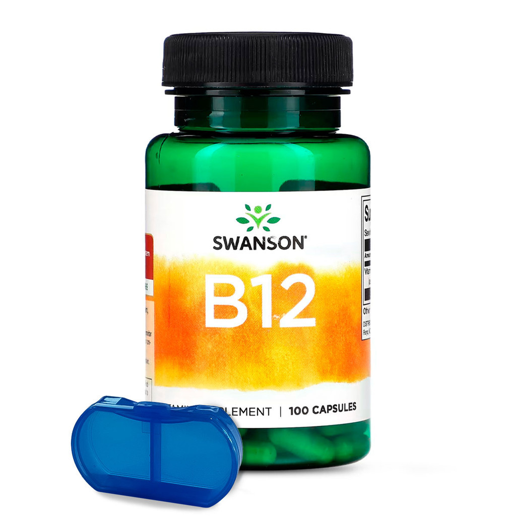 Swanson Vitamina B12 500mcg 100 Capsulas  c/Porta Cápsulas