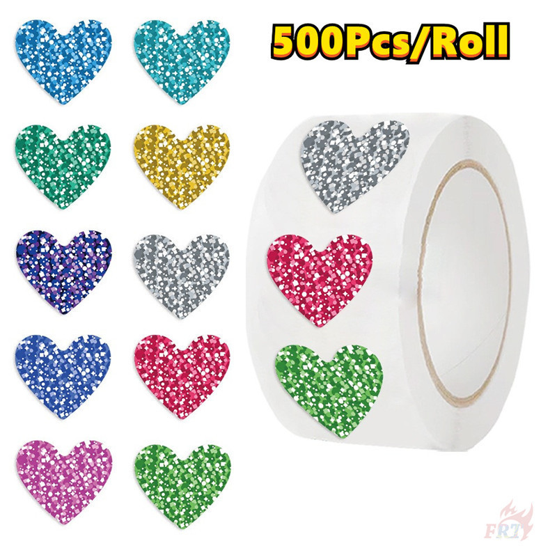 ❉ Corações Coloridos . Autocolantes Para Recompensas Infantis 500Pcs/Roll DIY Diary Scrapbooking Decalques De Rótulo De Vedação em Oferta na Shopee