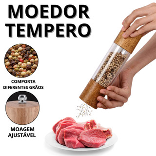 Triturador De Tempero Manual Moedor De Pimenta Do Reino e Sal Grosso Grãos Condimentos Graos Cozinha