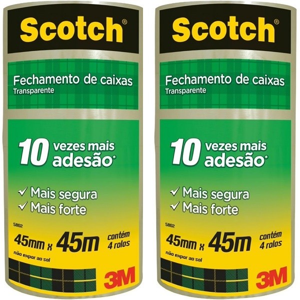 Kit 8 Fitas de Empacotamento 3M SCOTCH 5802 45MM X 45M