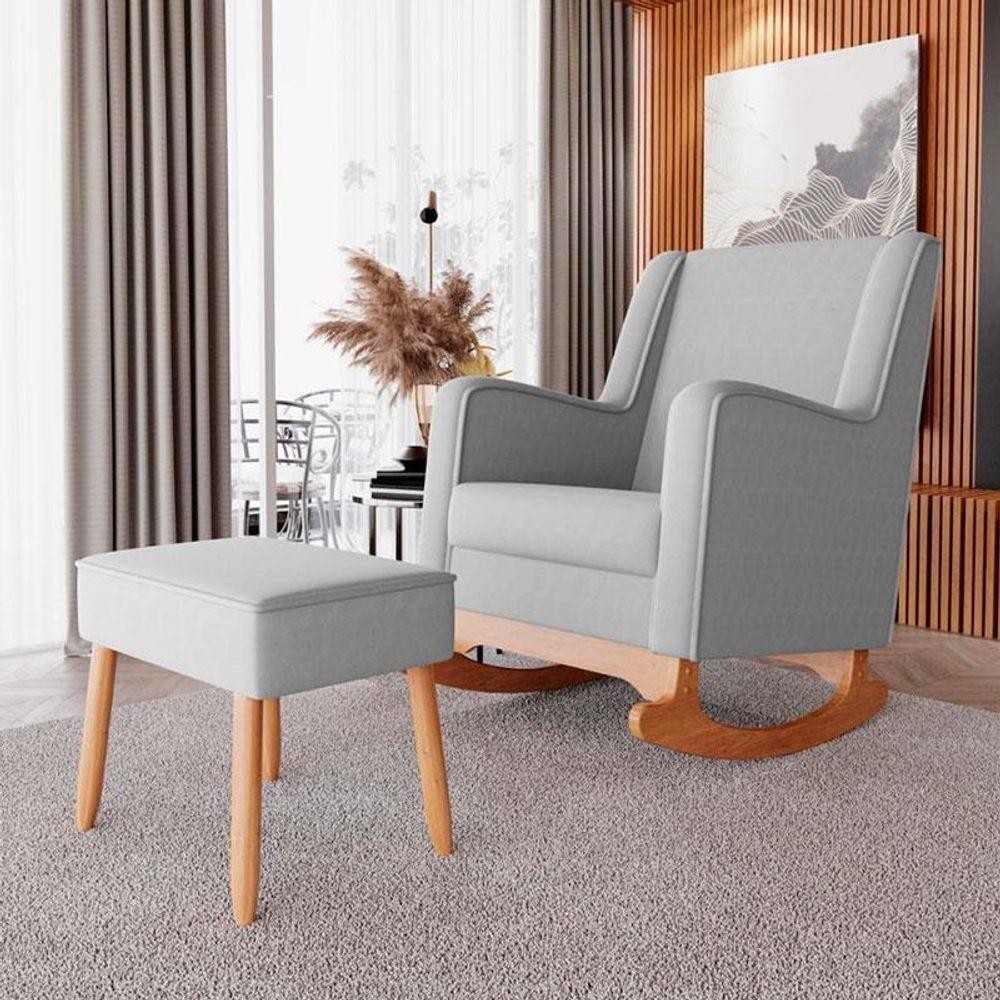 Poltrona De Amamentação Com Balanço E Puff Aquila Cinza - Ideal em Oferta na Shopee