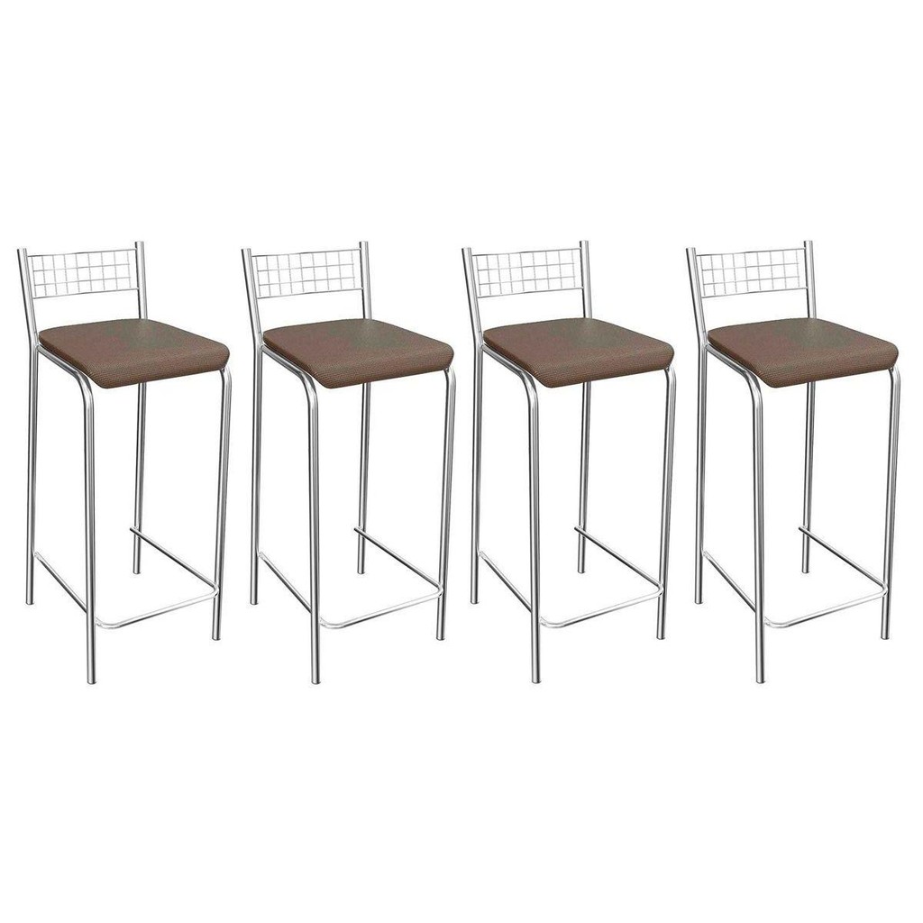 Banqueta Sala de Jantar Gênova 1B705CR 4 Un Cromado - Assento Marrom 21 - Kappesberg
