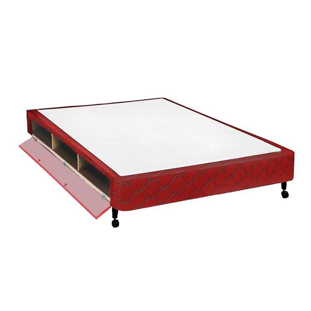 Cama Box Closet Viúva Poli Tecido Wine (128x188x27) - Castor