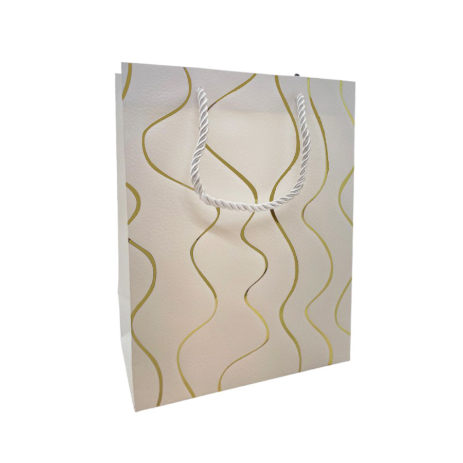 Sacola de Papel para Presente Ondas Almofadadas - Branca - 23x18x10cm - 1 unidade - Rizzo em Oferta na Shopee