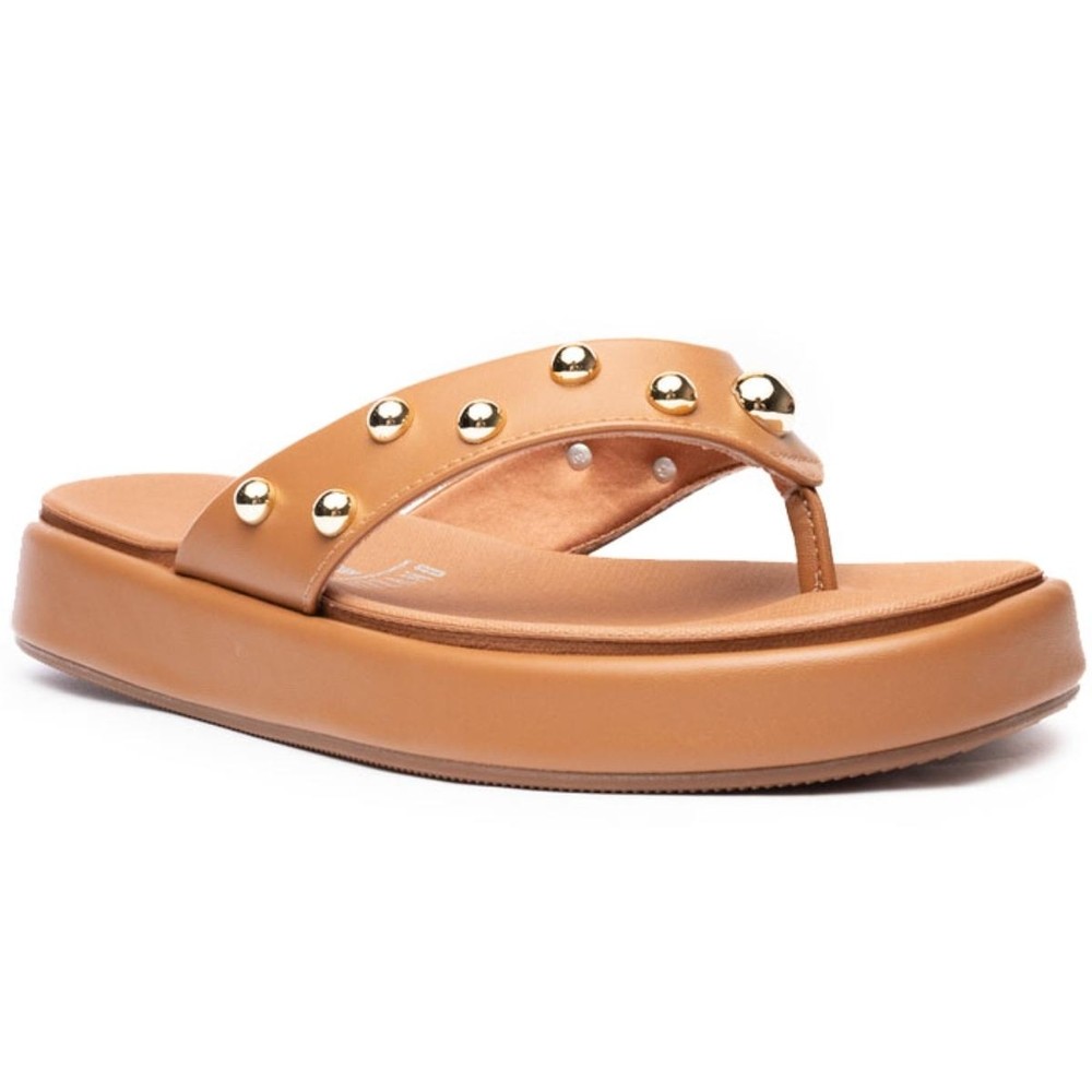 Chinelo Vizzano Flat Spikes Feminino - Caramelo em Oferta na Shopee