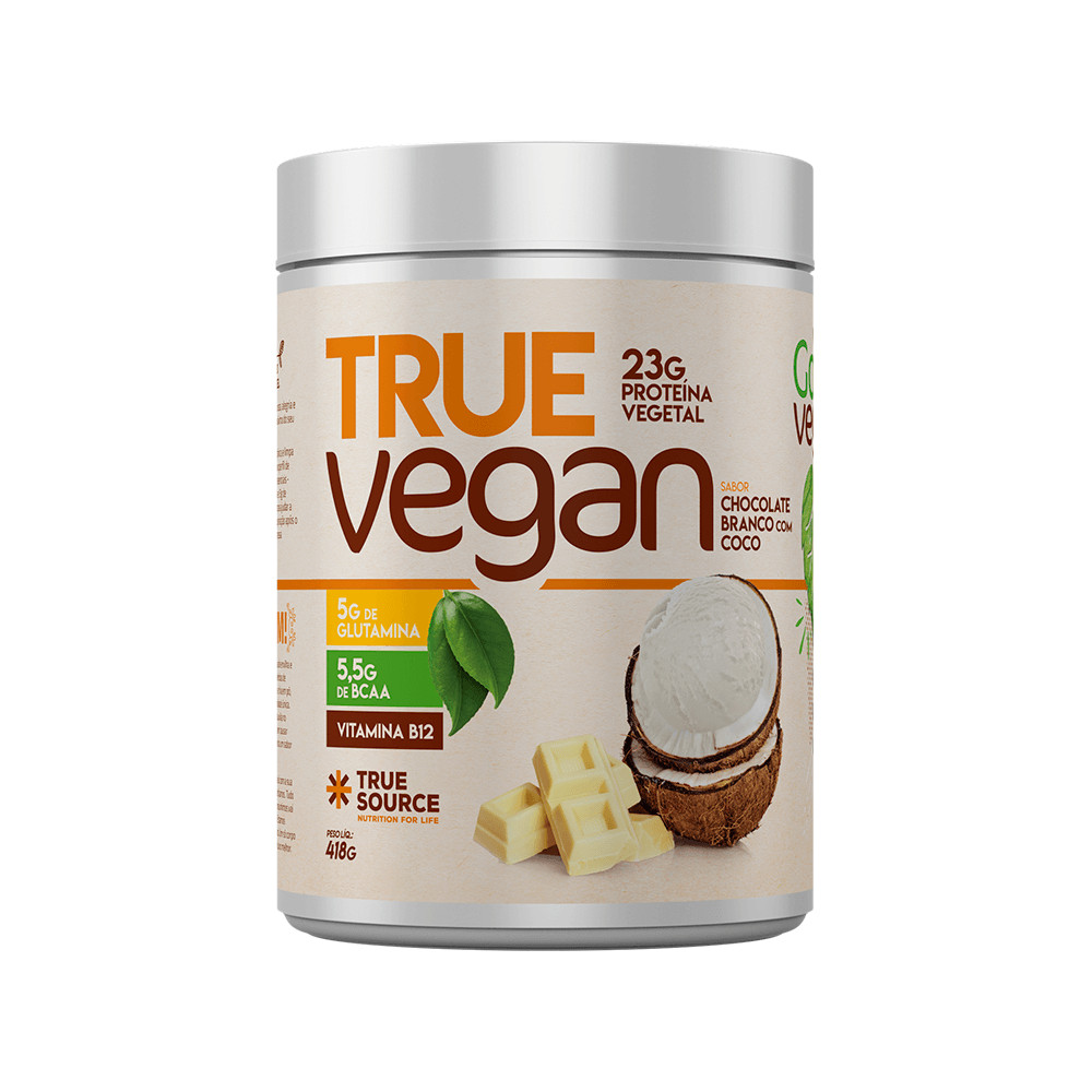 True Vegan Protein Chocolate Branco E Coco 418g True Source em Oferta na Shopee
