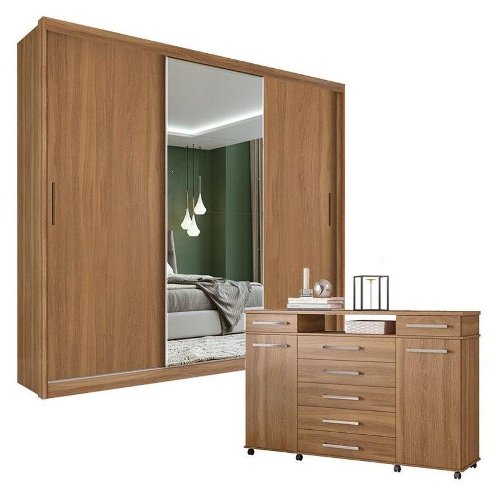 Cômoda London E Guarda Roupa Casal Dalila 32415 Amendola Off White Flex - Demóbile em Oferta na Shopee