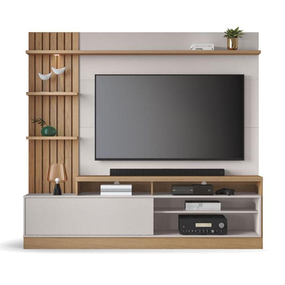 Estante Home Theater Maceió Freijó Off White - Colibri em Oferta na Shopee