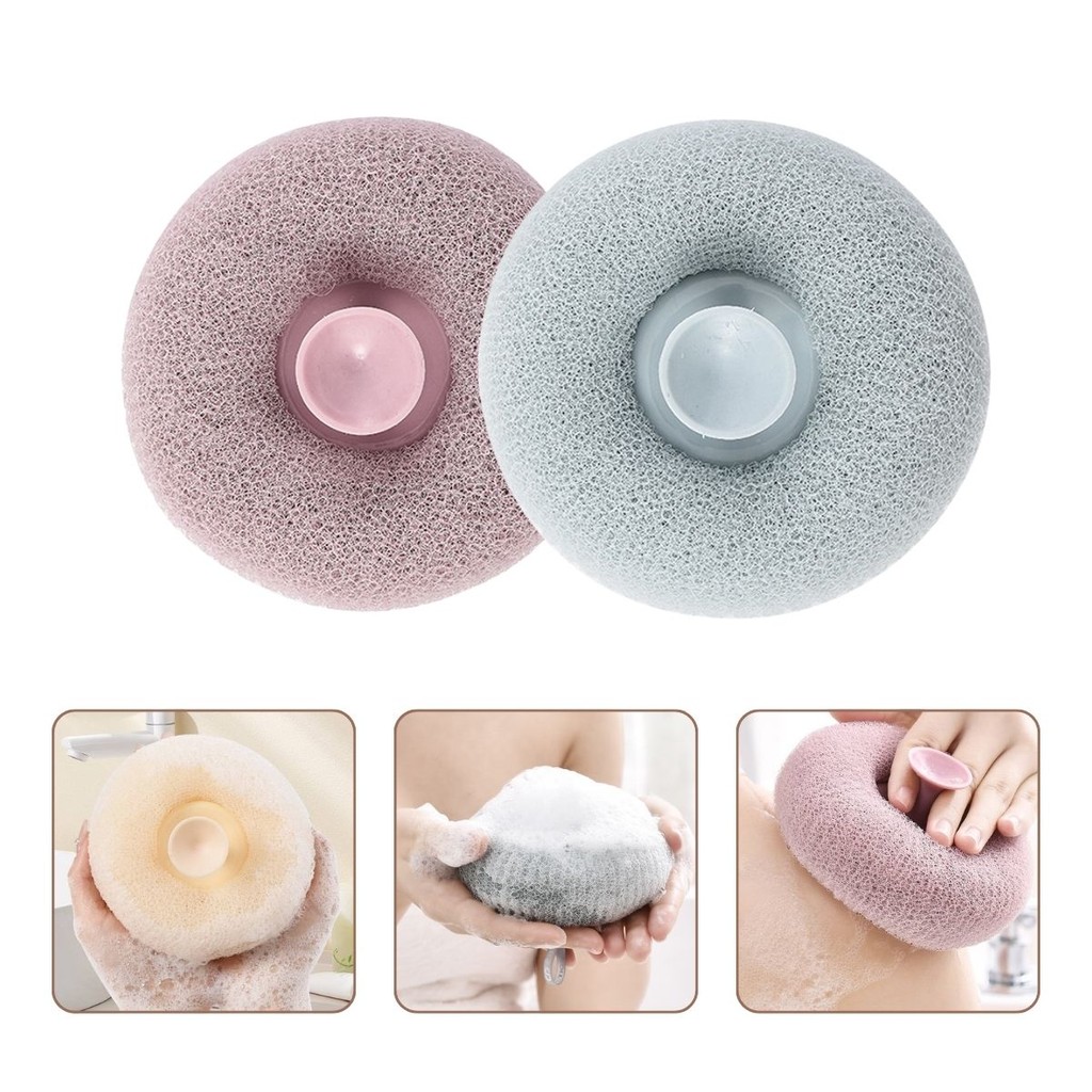 2 Esponja De Banho Suave Macia Relaxante Massagem Esfoliante Com Ventosa