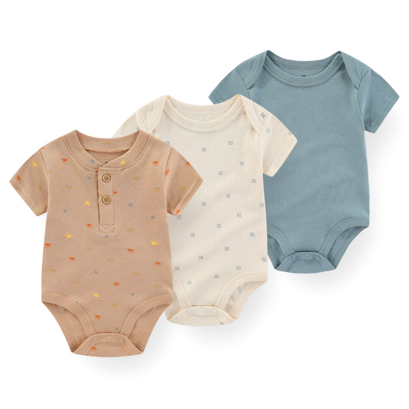Kiddiezoom 3 Pcs Verão Da Moda Desenho Bebê Menino Menina Body Macio 100 % Algodão Recém N...