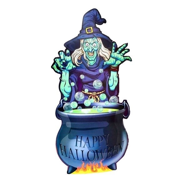 Totem Grande Bruxa Decoração Halloween 146cmx70cm Dia das Bruxas