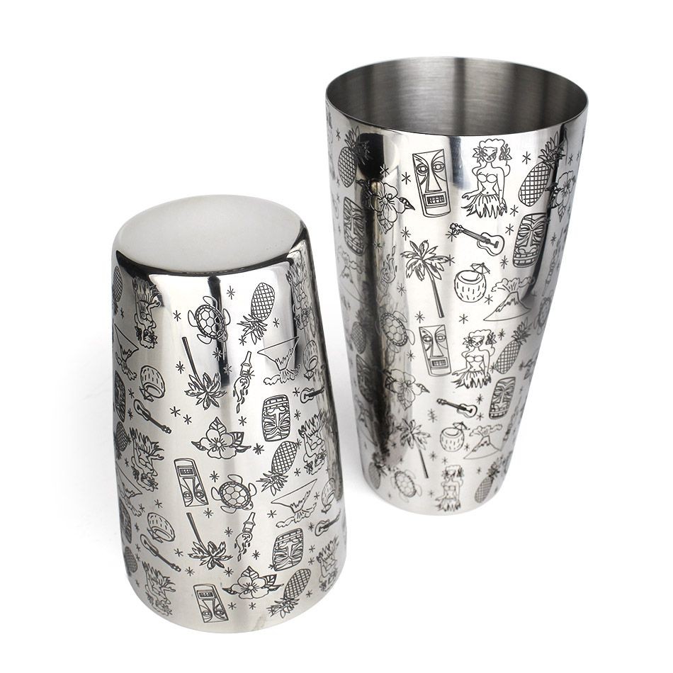 Conjunto de Coqueteleira Boston Tiki Tattoo 28oz e 18oz