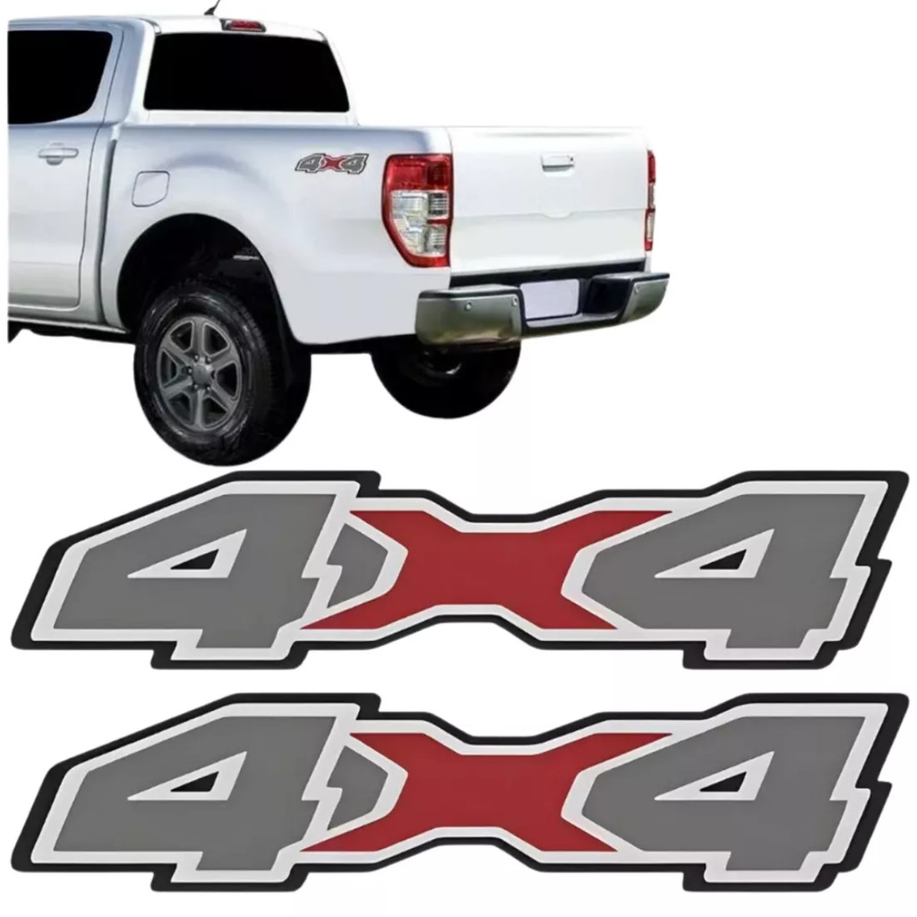 Par Adesivos Lateral 4x4 Ford Ranger Carroceria Caçamba 2019 2020 2021 2022 2023