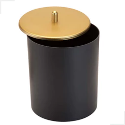 Lixeira Lixinho Cesto Lixo Banheiro Lavabo Escritório Luxo Pia Cozinha 5 Litros Preto/Dourado Arthi
