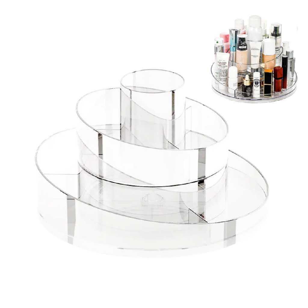 Organizador de Maquiagem Giratório 360º Pincéis Cosméticos Escova Acessórios Perfume Creme Batom Blush Base Rímel Gloss